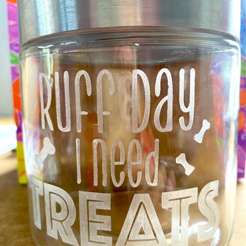 Treat Jars for pets and people (glass jars with chrome lids)